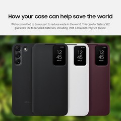 Galaxy S22 S-View Flip Cover, Protective Phone Case, Cutting Edge Design, Black