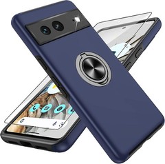 1. For Pixel 7 Case Shockproof Protection 360° Magnetic Ring Holder Kickstand Bl