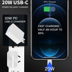 20W Fast Charger USB-C Cable Charging Cord for iphone 6 7 8 10 11 12 13 14 X XR