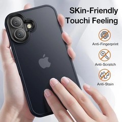 for iPhone 16 Plus Phone Case, Shockproof Military Grade Drop Protection, Black