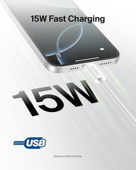 15W Type-C Fast Charger Adapter for iPhone 17 & Galaxy S26 9.9ft Cable