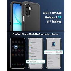 Heavy Duty Rugged Dual-Layer Shockproof Case for Samsung Galaxy A17 5G, Black