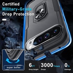 Heavy Duty Black Matte Case for Google Pixel 10 Pro XL with Kickstand & Protecto