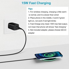 15W Wireless Fast Charger Pad for Samsung Galaxy S26 S25 S24 S23 S22 S21 S20 S10