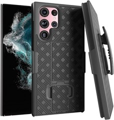 for Samsung Galaxy S22 Ultra Case with Belt Clip Holster – Kickstand, Black
