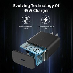 45W Type C USB-C Super Fast Wall PD Charger Cable For Samsung Galaxy S24 S21 S23