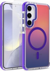 Magnetic Case for Samsung Galaxy S24 Plus Slim Translucent Matte Purple Design