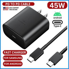 45W Type USB Super Fast Wall Charger W/6ft Cable for Samsung Galaxy S23 S22 S21+