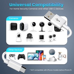 10FT White USB-C Charging Cable for Smartphones, Tablets, Cameras and More