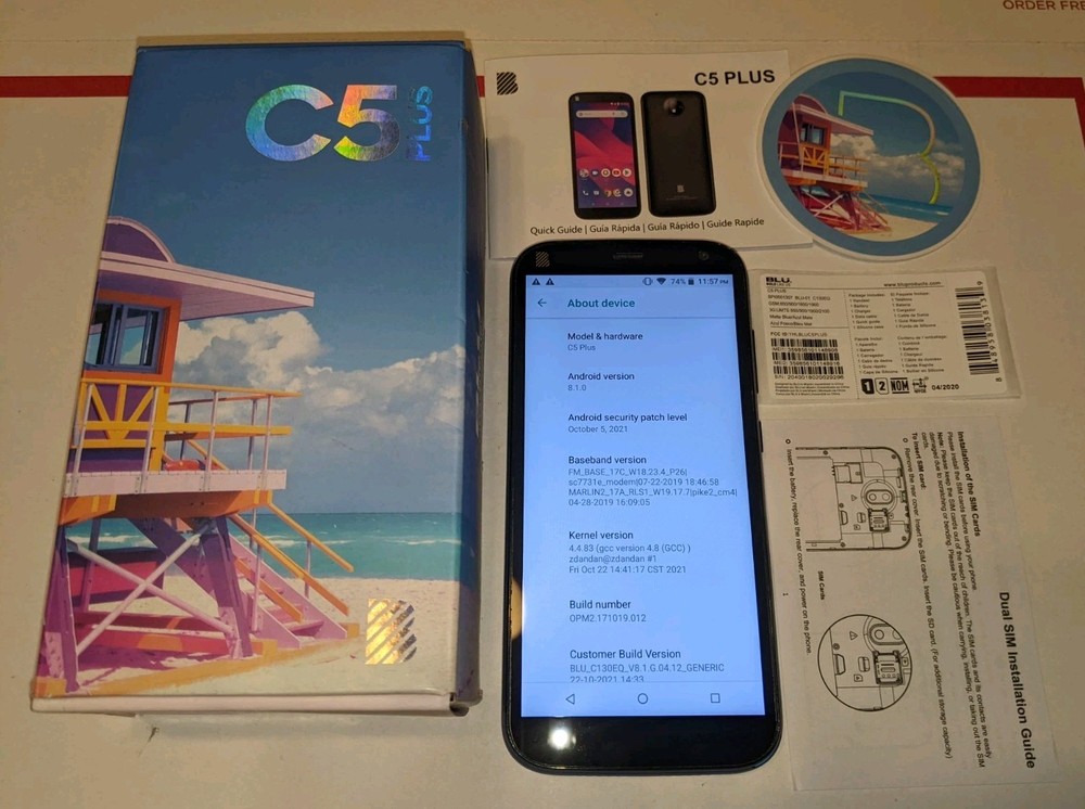 BLU C5 Plus | GSM Unlocked | 5.0&Prime; 16GB | 5MP Dual Sim Blue 3G Phone TESTED