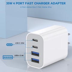 35W Apple iPhone 17 16 Pro Adapter 3Pack 4-Port Quick Charger Block USB C MultiP