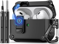 Black Case for AirPods Pro 2nd/1st | Includes Cleaning Kit & Magnetic Lock