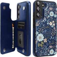 Samsung Galaxy S22 Wallet Case, Flip Folio Leather with Card Holder Slots, Blue