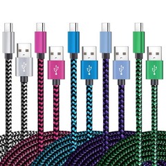 5-Pack 6Ft USB Type-C Fast Charging Cable 3A for Samsung S10e, Note 9, A Series