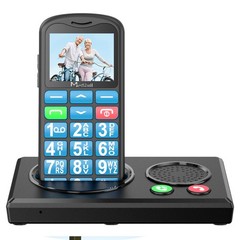 Big Button Mobile Cell Phone SOS for Elderly Senior with Base (Blue) – Medihill