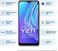 vivo Y21T Blue 128GBROM 4GB RAM FACTORY Unlocked Smartphone-NO TARIFF TO USA