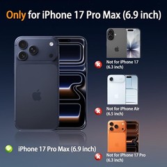 iPhone 17 Pro Max Matte Black Case, Slim Shockproof Hard Shell, Anti-Fingerprint
