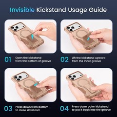 3 in 1 for iPhone 17 Pro Max Case, Invisible Kickstand, HD Screen Protector, Cam