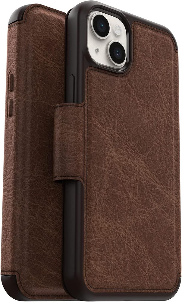 iPhone 14 Plus Strada Series Case – Espresso, Card Holder, Genuine Leather, Foli