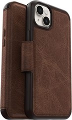 iPhone 14 Plus Strada Series Case – Espresso, Card Holder, Genuine Leather, Foli
