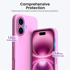 Cherry Blossom Soft Gel Rubber Case for iPhone 16 Plus 6.7, Slim Liquid Silicone