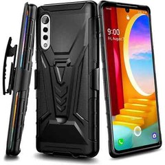 For LG Velvet 5G, LG Velvet – Phone Case with Belt Holster, Shockproof-Black