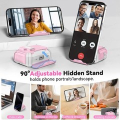Shock Protective Pink Cover for AirPods Pro 2 with Phone Stand & Secure Lock