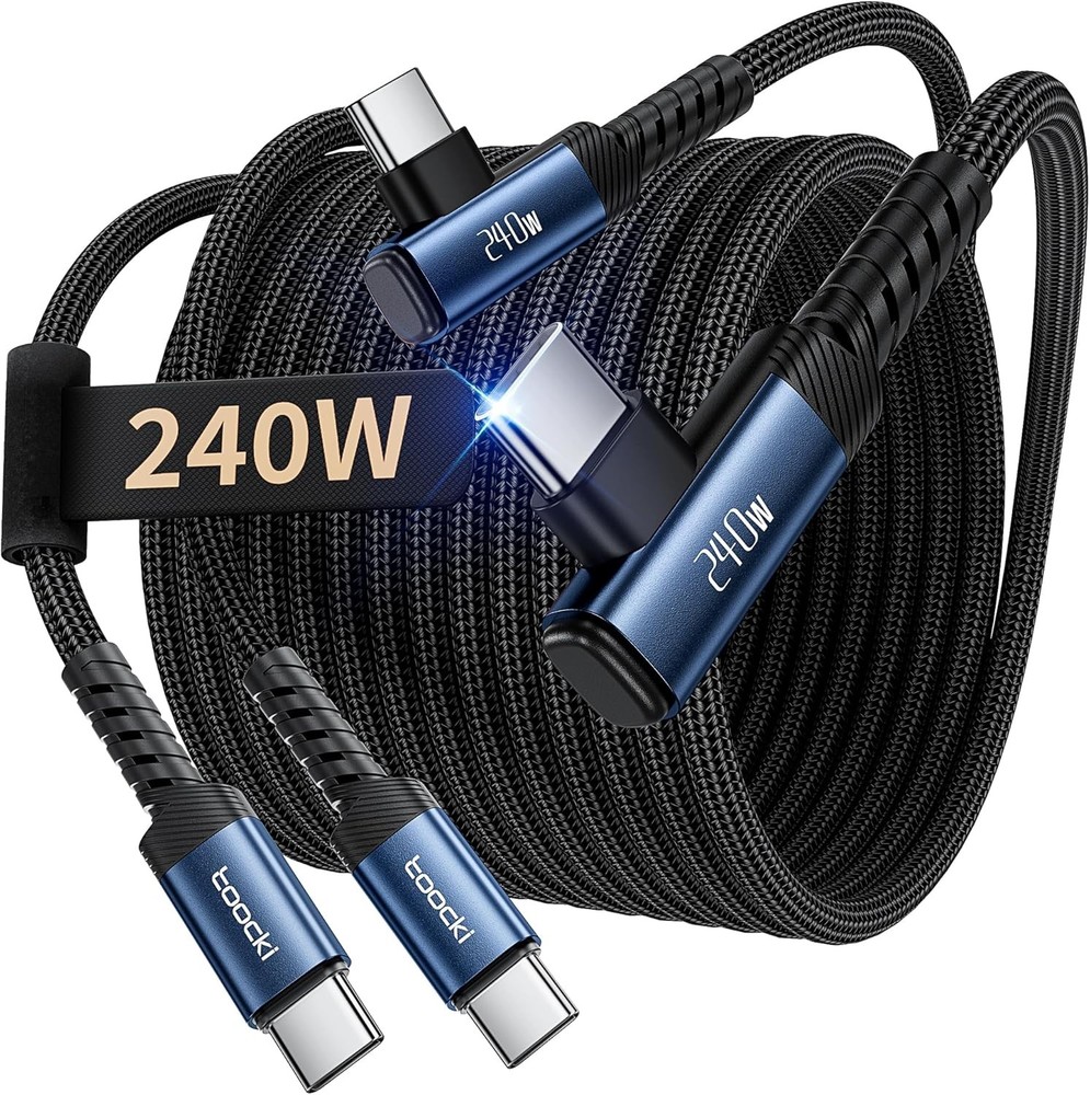 USB C Cable [2Pack, 10ft] 240W Fast Charging Type C Cord, Nylon Braided USB 2.0