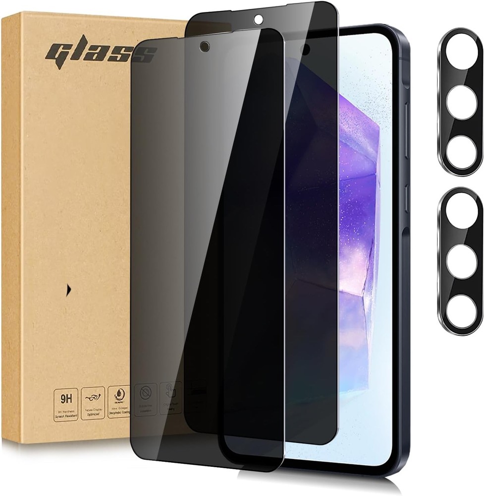 2+2 PCS Privacy Screen Protector & Camera Lens Protector for Samsung Galaxy A55