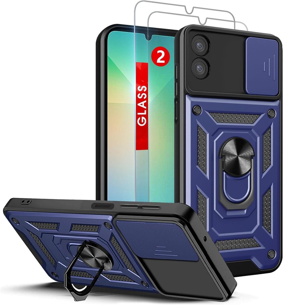 Galaxy A06 4G Phone Case with 2PC Screen Protector, Sliding Camera Cover, Blue