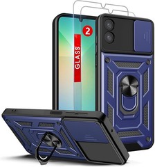Galaxy A06 4G Phone Case with 2PC Screen Protector, Sliding Camera Cover, Blue