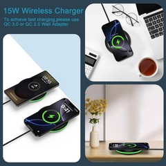 15W Wireless Fast Charging Pad for Samsung Galaxy S26 S25, iPhone 17 16
