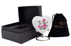 Hummingbird Heart Urn – Mini Heart Cremation Urn with Stand & Premium Box – Smal