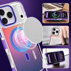 Magnetic Case for iPhone 17 Pro Max Slim Translucent Matte Purple Design 2025