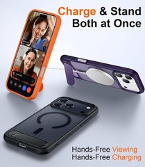 Slim Translucent Matte Case for iPhone 17 Pro Max 6.9 inch, Built-in Kickstand,