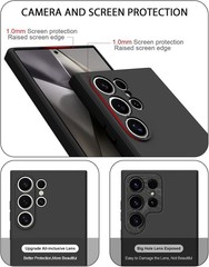 For Samsung Galaxy S25 Ultra Case w/ Soft Slim Full Body Shockproof Cover, Black