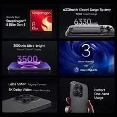 Xiaomi 17 512GB 12GB RAM Snapdragon 8 Elite Gen 5 50MP Leica 6.3&Prime; AMOLED Black