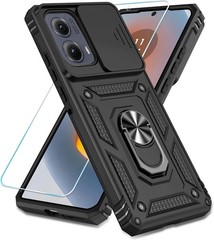 Motorola Moto Edge 2024 Case with HD Screen Protector & Slide Camera Cover, Teal