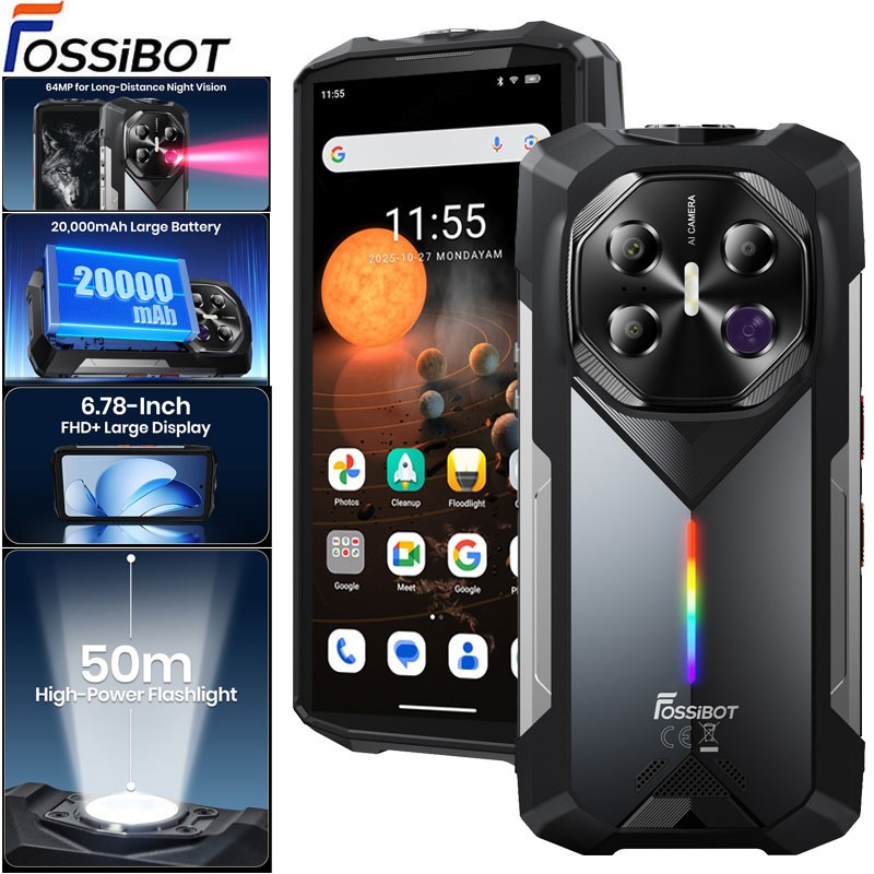 FOSSiBOT F113 5G 4G Rugged Smartphone Android 15 Octa Core Night Vision Outdoors
