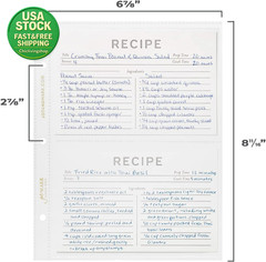 Binder Page Protectors for 4X6 Recipe Cards or Photos 50 Count Dual Pocket