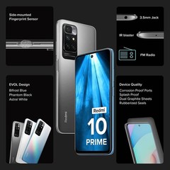 Redmi 10 Prime Black 128GB 6GB RAM Factory Unlocked Helio G88 GSM Smartphone