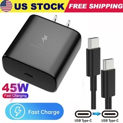 45W USB-C Fast Charging Wall Charger + Cable for Samsung Galaxy S21/S22/S23/S24