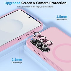 Magnetic for Samsung Galaxy S25 FE Case, 3-Way Kickstand, Camera Lens Protector,