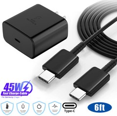 45W Super Wall Charger Adapter 6ft Type C Cable for Samsung Galaxy S23 S22 S21 +