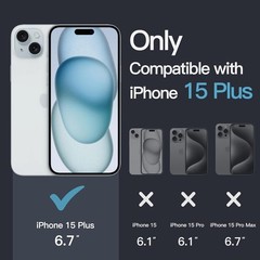 Clear Shockproof Bumper Cover Case for iPhone 15 Plus 6.7-Inch, Non-Yellowing De