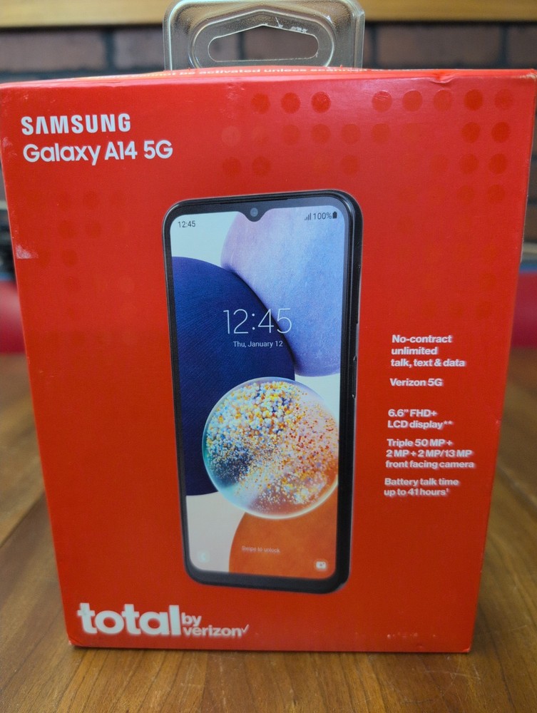 Samsung Galaxy A14 5G 64GB Black (Total by Verizon) Prepaid Smartphone NEW