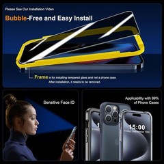 For iPhone 15 Pro Max, 3 Pack Privacy Screen Protector & Camera Lens Protector,