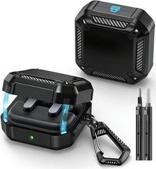 Black Case for Samsung Galaxy Buds 4/4 Pro (2026) with Keychain & Cleaning Kit