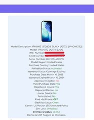 Apple iPhone 12 BLACK A2172 128GB iOS26 5G UNLOCKED Batt 87% No Accessories