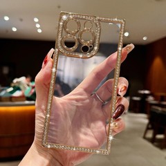 Clear Glitter Phone Case for iPhone 15 Pro Max, Luxury Bling Sparkly Diamond Cov